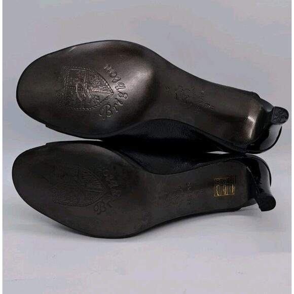 Brighton Ranae Boho Slip On Pumps High Heels 9M Black Leather Embellished Sequin - Picture 9 of 11